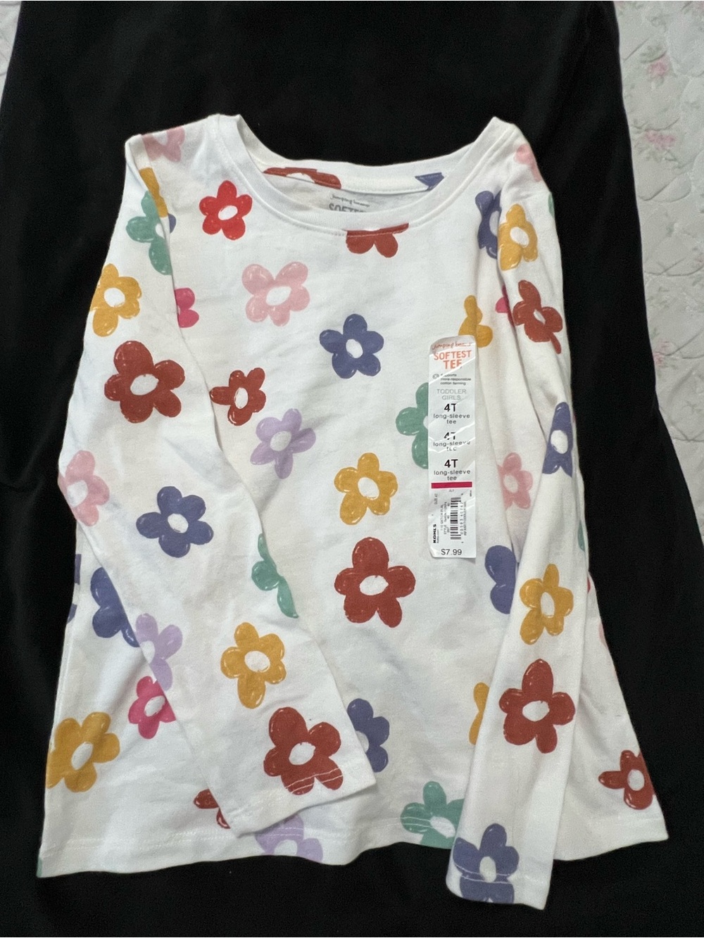 jumping beans White Long-Sleeve Top with Multicolor Flower Print
